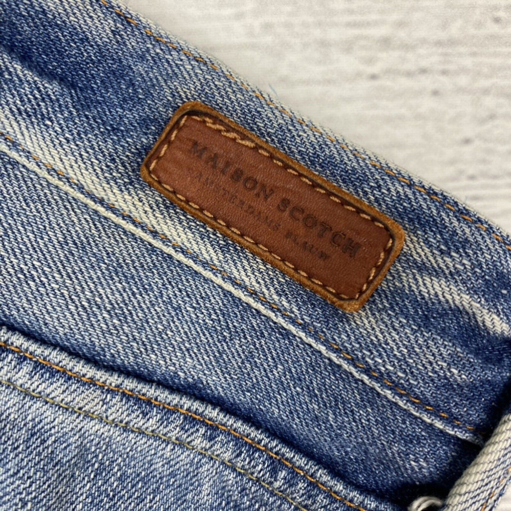 MAISON Scotch Amsterdam Blauw Distressed Straight Jeans Size 28 - Picture 3 of 8